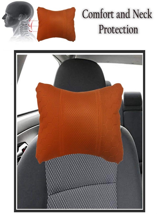 Adroitz Orange Neck Rest Soft Cushion in Leatherette Material Football Design for Car_1229 - Image 5